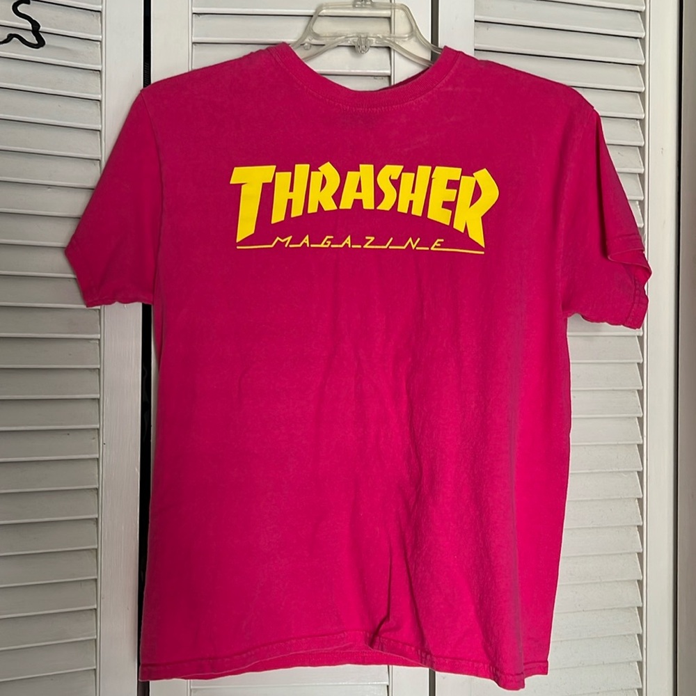 Hot Pink and Yellow Thrasher Tee